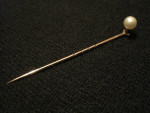 14k rose gold with pearl stick pin /lapel -hat -tie brooch V G cond