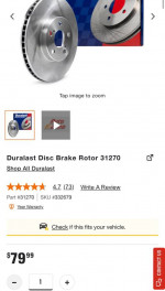 Duralast Disc Brake Rotors Set of 2