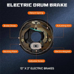 Youxmoto 10" X 2-1/4" Trailer Hub Brake Drum Kit 5 on 5, for 3,500 lbs