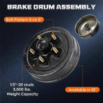 Youxmoto 10" X 2-1/4" Trailer Hub Brake Drum Kit 5 on 5, for 3,500 lbs