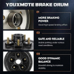 Youxmoto 10" X 2-1/4" Trailer Hub Brake Drum Kit 5 on 5, for 3,500 lbs