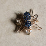 Early 1900's 14K Gold Fly Pin Featuring gorgeous diamonds and Sapphire