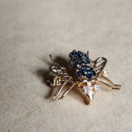 Early 1900's 14K Gold Fly Pin Featuring gorgeous diamonds and Sapphire