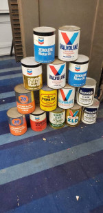 Vintage Cardboard Oil Cans Valvoline Quaker State Chevron 76 Pennzoil