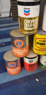 Vintage Cardboard Oil Cans Valvoline Quaker State Chevron 76 Pennzoil