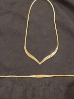 Estate 14K 3 Color Gold (Yellow/White/Rose) Necklace and Bracelet Set