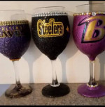 HOME MADE RAVENS AND STEELERS GLASSES..ALL 3 FOR $25.00...