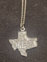 Estate Vintage Sterling Silver TEXAS Charm on 18.25in Round Link Chain