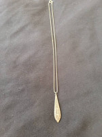 Estate Sterling Silver Tear Drop Charm on 16 in Box Chain.