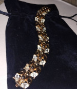 1950’S CROWN TRIFARI PAT. PEND MARQUISE CRYSTAL RHINESTONE SWIRL LINK BRACELET