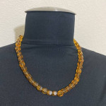 GENUINE 14K Gold Chain Necklace with Amber Gem Stones