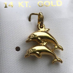 NEW! 14K Double Dolphins charm pendant