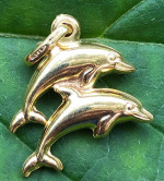 NEW! 14K Double Dolphins charm pendant
