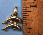 NEW! 14K Double Dolphins charm pendant