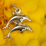 NEW!! 14K Double Dolphins Charm Pendant