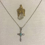 VINTAGE Avon Guardian Angel Pendant & Sterling Silver Cross Necklace