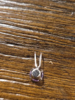 Small 10K White Gold Round Amethyst Solitaire Slide Pendant / Charm
