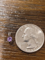 Small 10K White Gold Round Amethyst Solitaire Slide Pendant / Charm