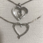 2--Sterling Silver Heart Pendant Necklaces w Diamonds/Black Sapphires