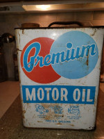 Ultra Rare 2 Gallon Premium Motor Oil Can From '50's