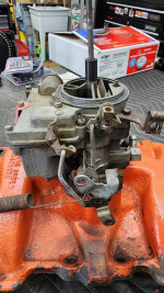 SBC Intake Manifold, 2 BBL Carb, Distributor and Air Cleaner