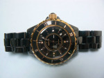 Watch Geneva Diamond Black Ceramic Quartz 85102L Excellent Cond
