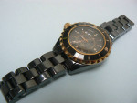 Watch Geneva Diamond Black Ceramic Quartz 85102L Excellent Cond