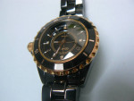 Watch Geneva Diamond Black Ceramic Quartz 85102L Excellent Cond