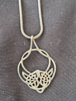 Estate Sterling Silver Angel Wing Pendant on 18 in Snake Chain