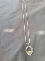 Estate Sterling Silver Angel Wing Pendant on 18 in Snake Chain