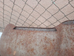 1960 ford pickup hood,media cleaned,rust repair started in the front e