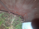 1960 ford pickup hood,media cleaned,rust repair started in the front e