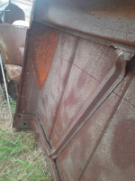 1960 ford pickup hood,media cleaned,rust repair started in the front e