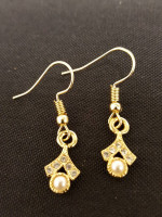5 Pair Unique Gold Tone Dangle Pierced Earrings