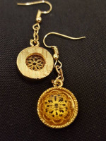 5 Pair Unique Gold Tone Dangle Pierced Earrings