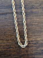 Estate 14K Yellow Gold Skinny Rope Chain. 17.25 Inches, 2mm.