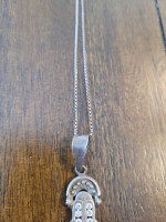 Estate Sterling Silver 42in. Box Chain With Large Cross