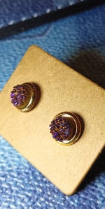 NEW 14 Kt Gold Studs Titanium Quartz Crystal