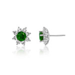 Chrome Diopside& Sterling Silver Flower Studs