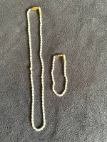 GENUINE FRESH WATER PEARL NECKLACE AND BRACLET SET