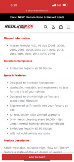 K and N air filter Nissan
