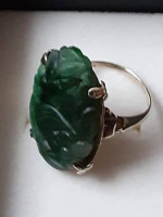 Vintage Carved Jade Floral Ring 14kt (Reduced)