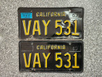 1967 California License Plates, DMV Clear Guaranteed