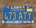 Cobra Carroll Shelby Motors license plate frame