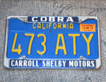 Cobra Carroll Shelby Motors license plate frame