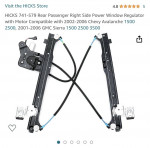 HICKS Rear Pass Right Side Window Regulator/Motor GMC Sierra 01-06