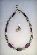 Beautiful Necklace Set by Minnesota Artist - Amethyst & Peace Jade