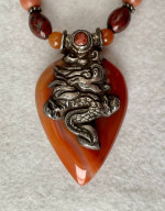 Cool Necklace with Reversible Tibetan Pendant of Agate & Silver