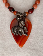Cool Necklace with Reversible Tibetan Pendant of Agate & Silver