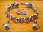 Vintage 1940’s Pink Rhinestone Bracelet & Earrings